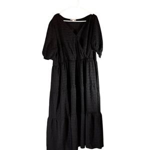 Ophelia Roe Womens 2X Black Sleeve Boho Goth Tiered Maxi NWT